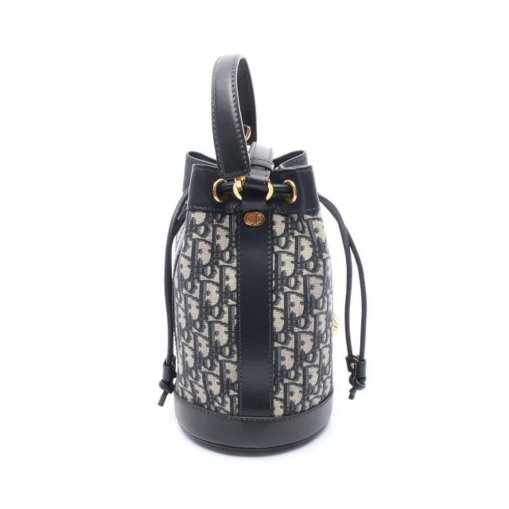Dior Oblique Backpack Rucksack Daypack Canvas Leather Navy Blue Gray